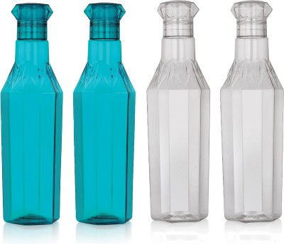 AVAIKSA Aquastar Plastic Fridge Water Bottles Set Of 4 For Gym, Office, Home (Set Of 4 ) 1000 ml Bottle(Pack of 4, Multicolor, PET)
