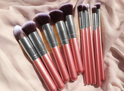 MACPLUS Makeup Brush Set, Pink Foundation, Eyeshadow pack of 10(Pack of 10)