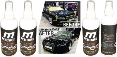 M3CARE Liquid Car Polish for Headlight, Exterior, Dashboard, Bumper, Chrome Accent, Leather, Windscreen(800 ml, Pack of 4)