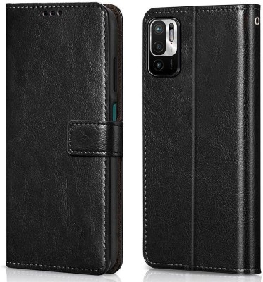 Casesily Flip Cover for Xiaomi Redmi Note 10T 5G Leather Wallet Case(Black, Cases with Holder, Pack of: 1)