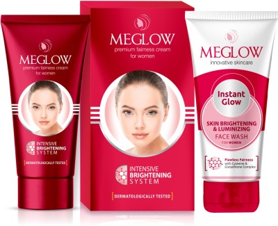 meglow Skin Brightening Combo Pack for Women | Face Cream (50g) and Instant Glow Facewash (70g) - for All Skin Type(2 Items in the set)