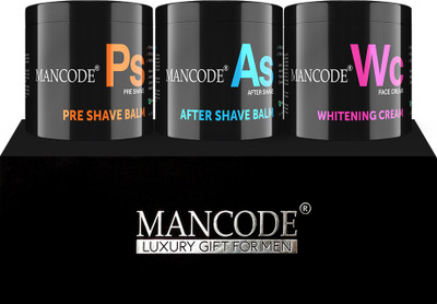 MANCODE Shaving Essential Luxury Gift Set - (Per Shave Balm, After Shave Balm and Whitening Cream), COMBO OF 3, Shaving Kit for Men(3 Items in the set)