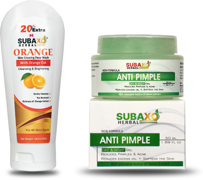 Subaxo Herbal Orange Face Wash 120 ml And Herbal Anti Pimple Gel 50 ml(2 Items in the set)