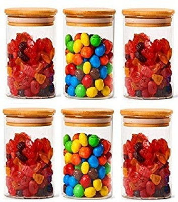 TINSUHG Glass Tea Coffee & Sugar Container  - 270 ml(Pack of 6, Clear)