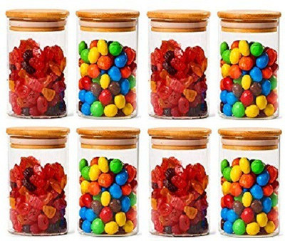 TINSUHG Glass Tea Coffee & Sugar Container  - 270 ml(Pack of 8, Clear)