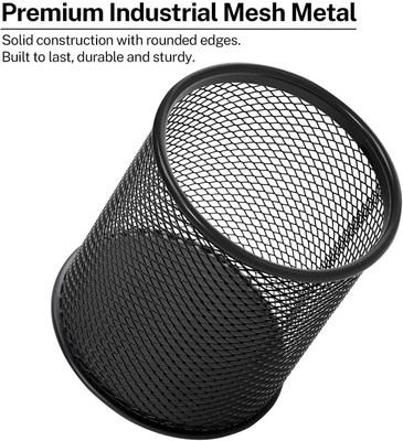 FuerDanni 1 Compartments Metal Mesh Pen stand Metal pen stand(Black)