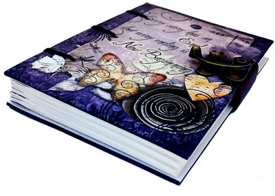 Diorama Handmade Cotton Paper Purple theme Butterfly with Quote Diary Regular Calendar Unruled 144 Pages(Multicolor)