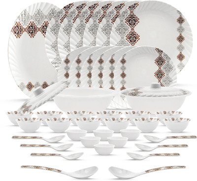 WCSE Pack of 43 Melamin present City gold Multicolor printed premium quality Round shape Dinner Set(Grey)