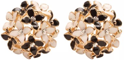 Nilu's Collection Everyday Wear Trendy Flower Clover Stud Earrings for Girls (Black) Copper Stud Earring