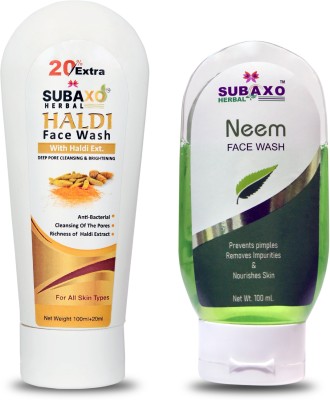 Subaxo Herbal Haldi  120 ml And Herbal Neem  100 ml Face Wash(220 ml)