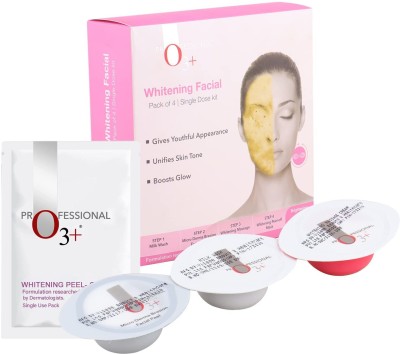 O3+ Whitening Facial Kit Includes Milk Wash, Microderma Brasion, Whitening Cream and Peel Off Mask - 4 pcs(4 x 0.25)