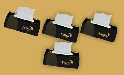 Tshot Tissue Paper Box For Car /Face/Home/Bedroom 2 Ply (Premium Box) 100 Pulls (Pack Of 4) (400 Tissues)(400 Tissues)