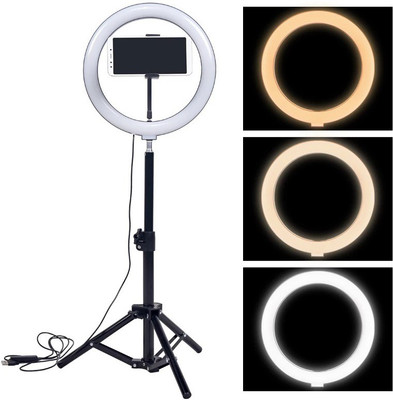Wrapo Foldable Tripod with Remote, Dimmable 3-Modes LED Ring Light with Tabletop Stand with Ball-Head for Making up, Tiktok Videos Tripod(Black, Supports Up to 4000 g)