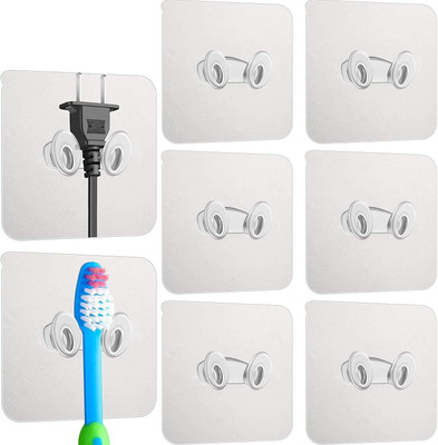 SOCHEP 6PCS Plastic Adhesive Toothbrush Holder Multi-Function Wall Storage Hook Hook 1(Pack of 6)
