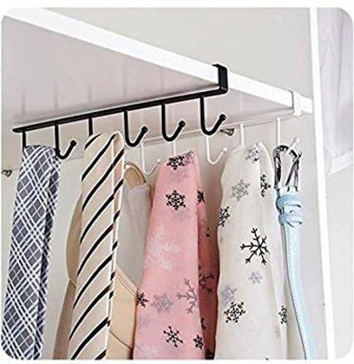 AMEEDARSHAN Multifunctional 6 Metal Door Organiser/Hook Hanger Pack of 1 Hook Rail 6(Pack of 1)