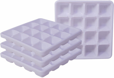 Morvi Plastic Prime 160 Ice Tray Set For Fridge, 4 pc Ice Tray 16 Cubes, White Color White Plastic Ice Cube Tray(Pack of4)