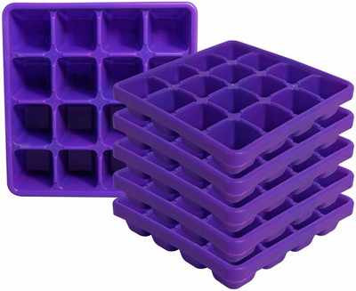 Morvi Wonder Plastic 160 Ice Tray Set For Fridge, 6 pc Ice Tray 16 Cubes, Violet Color Purple Plastic Ice Cube Tray(Pack of6)