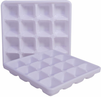 Morvi Wonder Plastic Ice Tray Set For Fridge, 2 pc Ice Tray 16 Cubes, White Color White Plastic Ice Cube Tray(Pack of2)