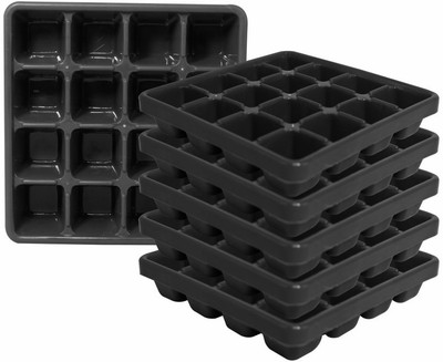 Morvi Wonder Plastic 160 Ice Tray Set For Fridge, 6 pc Ice Tray 16 Cubes, Grey Color Black Plastic Ice Cube Tray(Pack of6)