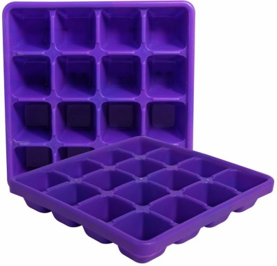 Wonder Plastic 160 Ice Tray Set For Fridge, 2 pc Ice Tray 16 Cubes, Violet Color Purple Plastic Ice Cube Tray(Pack of2)