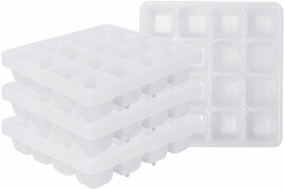 Morvi White Plastic Ice Cube Tray(Pack of4)