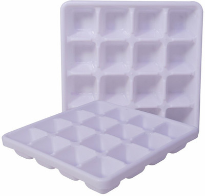 Morvi White Plastic Ice Cube Tray(Pack of2)