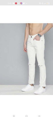 FLAYING Slim Men White Jeans