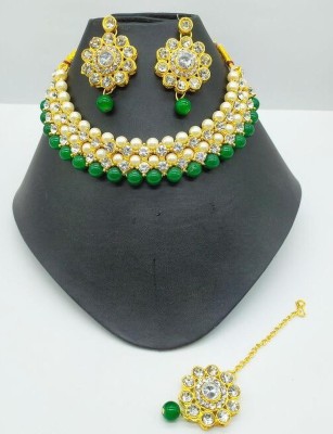 SAIRAM TEX FAB Alloy Gold-plated Green Jewellery Set(Pack of 1)