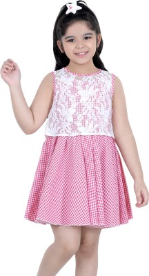 naughty ninos Girls Above Knee Casual Dress(Pink, Sleeveless)