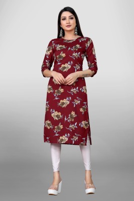 NE STYLE Women Printed A-line Kurta(Maroon)