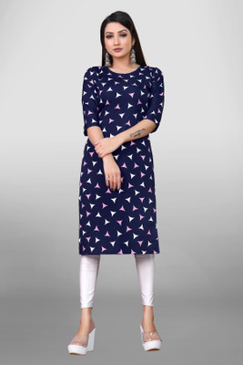 LN FASHION Women Printed A-line Kurta(Dark Blue, White, Pink)