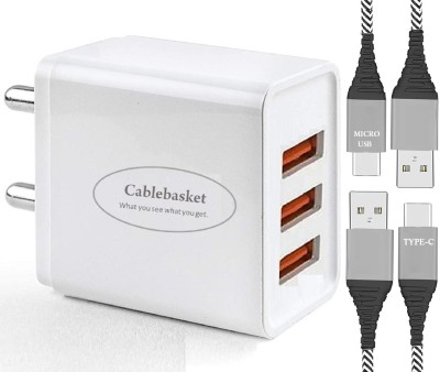 cablebasket Wall Charger Accessory Combo for mobile(White)