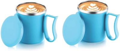 Analog Kitchenware Stainless Steel Tea/Milk/Beverage/Coffee Set Of 2 Pic - 300 ML - (SKY BLUE) Stainless Steel Coffee Mug(300 ml, Pack of 2)