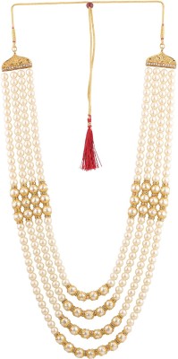 Sanjog Multi-Stringed Antique Blend of Pearls Necklace For Men/Groom Beads Plastic Necklace