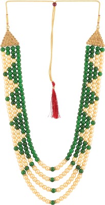 Sanjog Sanjog Multi-Stringed ZIg-Zag Antique Blend of Pearls Necklace For Men Beads Plastic Necklace