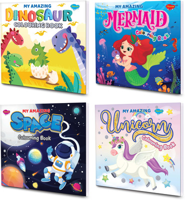 Sawan Presents Set Of 4 My Amazing Colouring Books Of Dinosaur, Space, Mermaid & Unicorn(Paperback, Sawan)