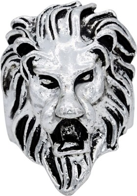 Senroar Lion Head Face Ring Metal Silver Plated Ring