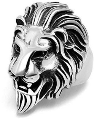 Senroar Lion Head Ring Silver Metal Silver Plated Ring