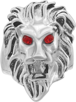 Senroar Trendy Lion Head Face Ring Metal Silver Plated Ring