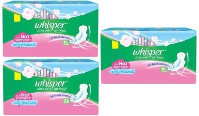 Whisper ultra soft air fresh extra large XL - 30+30+30 Counts Sanitary Pad(Pack of 90)