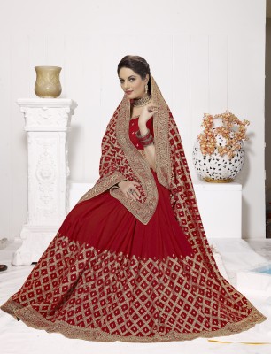 UJJWAL CREATION Embroidered Bollywood Silk Blend Saree(Red)
