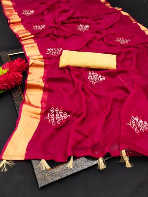 bhavika silk mills Dyed Bollywood Chiffon Saree(Pink)