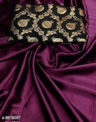 NEZAA EXPORT Solid/Plain Bollywood Silk Blend, Satin Saree(Purple)
