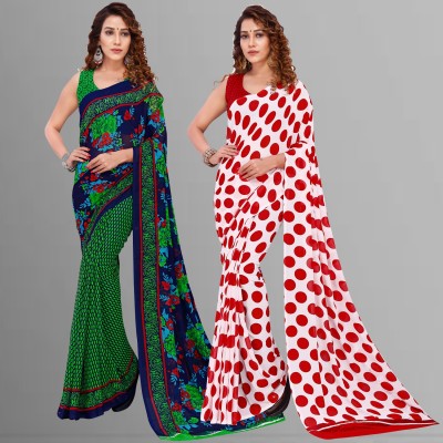 kashvi sarees Printed Bollywood Georgette Saree(Pack of 2, Multicolor)