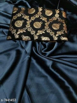 NEZAA EXPORT Solid/Plain Bollywood Silk Blend, Satin Saree(Black)