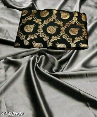 NEZAA EXPORT Solid/Plain Bollywood Silk Blend, Satin Saree(Grey)