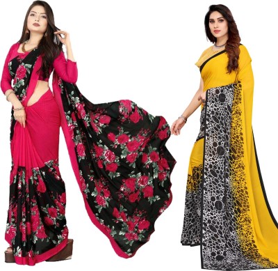 YASHIKA Printed Daily Wear Georgette Saree(Pack of 2, Multicolor)