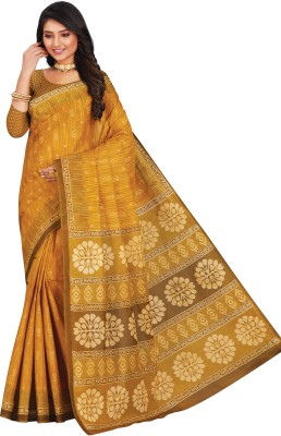 Rani Saahiba Printed Daily Wear Pure Cotton Saree(Yellow)