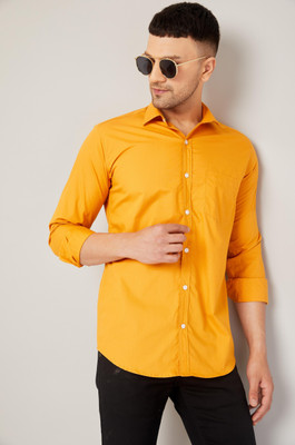 Le Mec Men Solid Casual Yellow Shirt