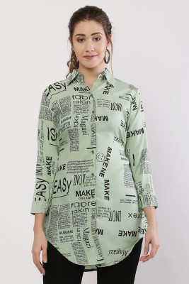 Nandan Fashion Women Printed Casual Light Green Shirt